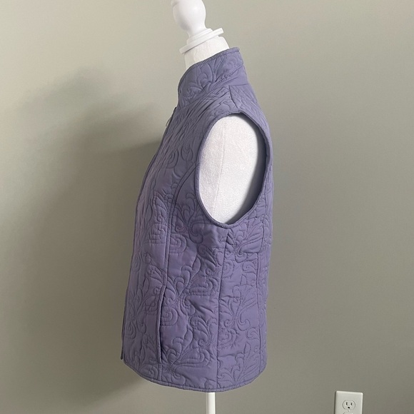 Tres Bien Purple Quilted Embroidered Vest Size Medium - Picture 4 of 7